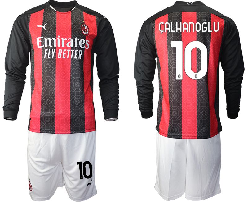 Men 2020-2021 club AC milan home long sleeve #10 red Soccer Jerseys->customized soccer jersey->Custom Jersey